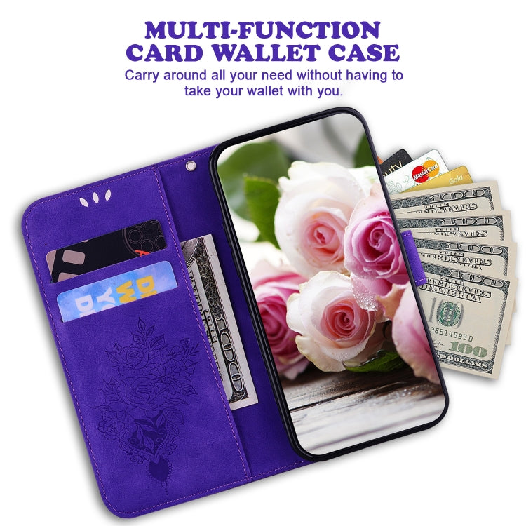 For Tecno Camon 12 / Spark 4 Butterfly Rose Embossed Leather Phone Case(Purple) by buy2fix
