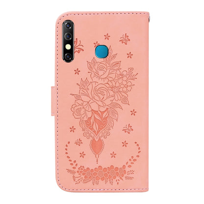 For Tecno Camon 12 / Spark 4 Butterfly Rose Embossed Leather Phone Case(Pink) by buy2fix