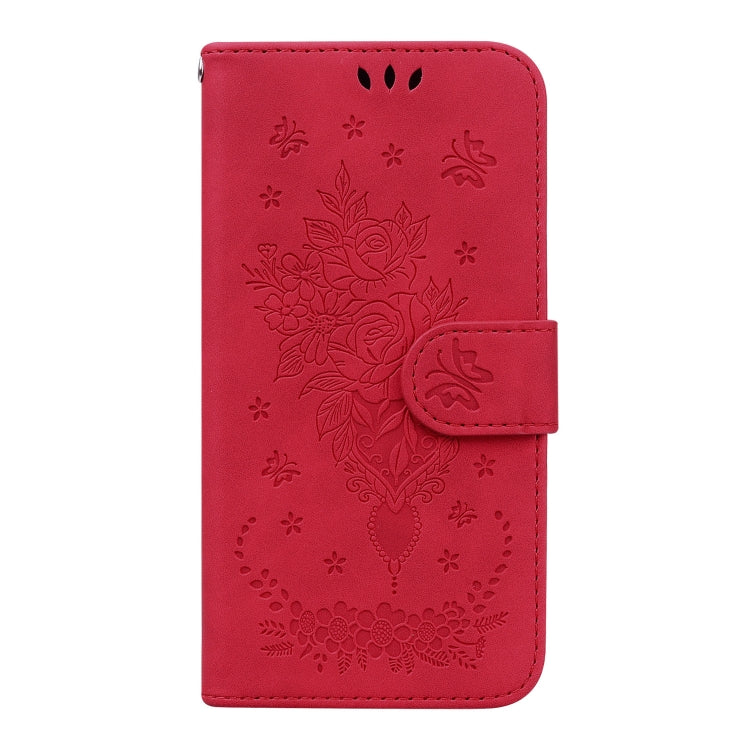 For Tecno Pova 2 Butterfly Rose Embossed Leather Phone Case(Red) by buy2fix