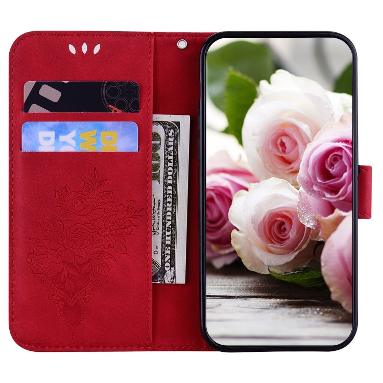 For Tecno Pova 2 Butterfly Rose Embossed Leather Phone Case(Red) by buy2fix