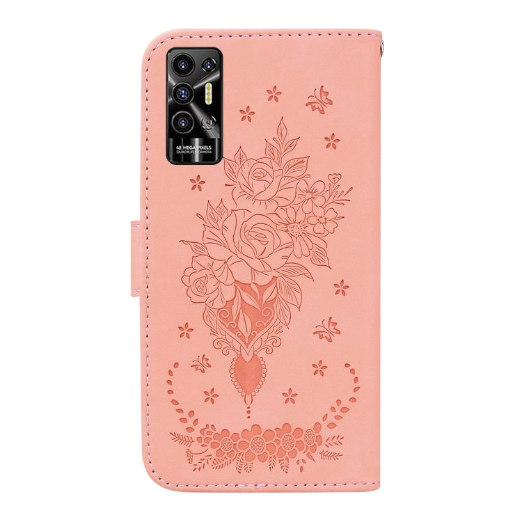 For Tecno Pova 2 Butterfly Rose Embossed Leather Phone Case(Pink) by buy2fix