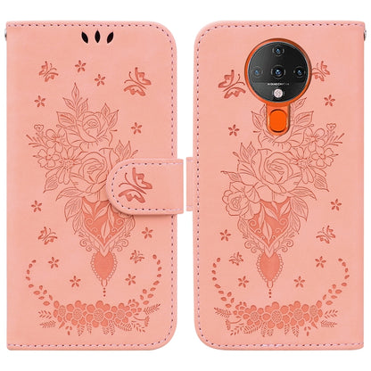 For Tecno Spark 6 Butterfly Rose Embossed Leather Phone Case(Pink) by buy2fix