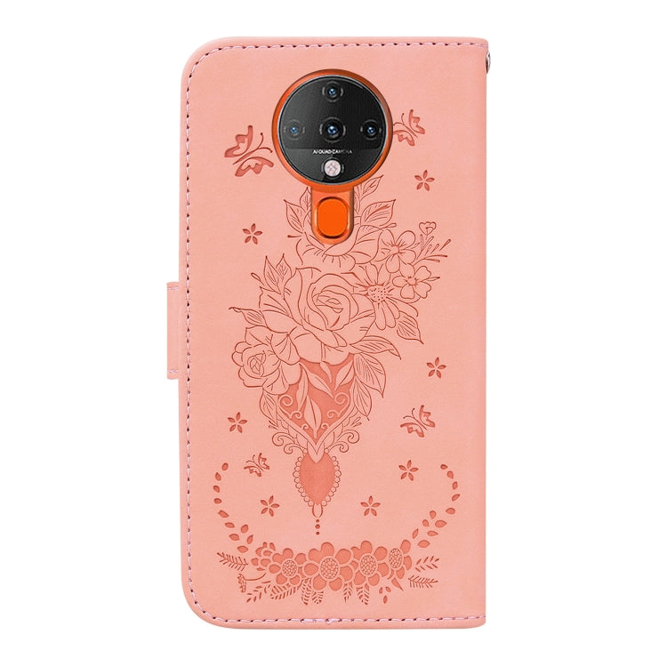 For Tecno Spark 6 Butterfly Rose Embossed Leather Phone Case(Pink) by buy2fix