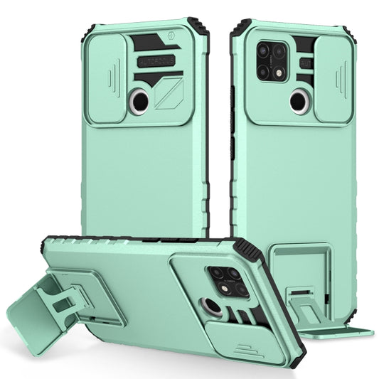 For OPPO A15 Stereoscopic Holder Sliding Camshield Phone Case(Light Blue) - OPPO Cases by buy2fix | Online Shopping UK | buy2fix
