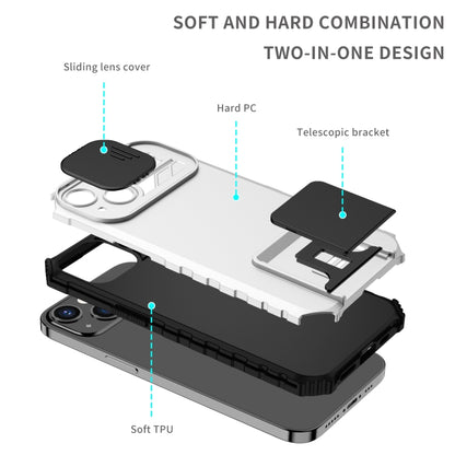 For OPPO Realme C35 Stereoscopic Holder Sliding Camshield Phone Case(White) - Realme Cases by buy2fix | Online Shopping UK | buy2fix