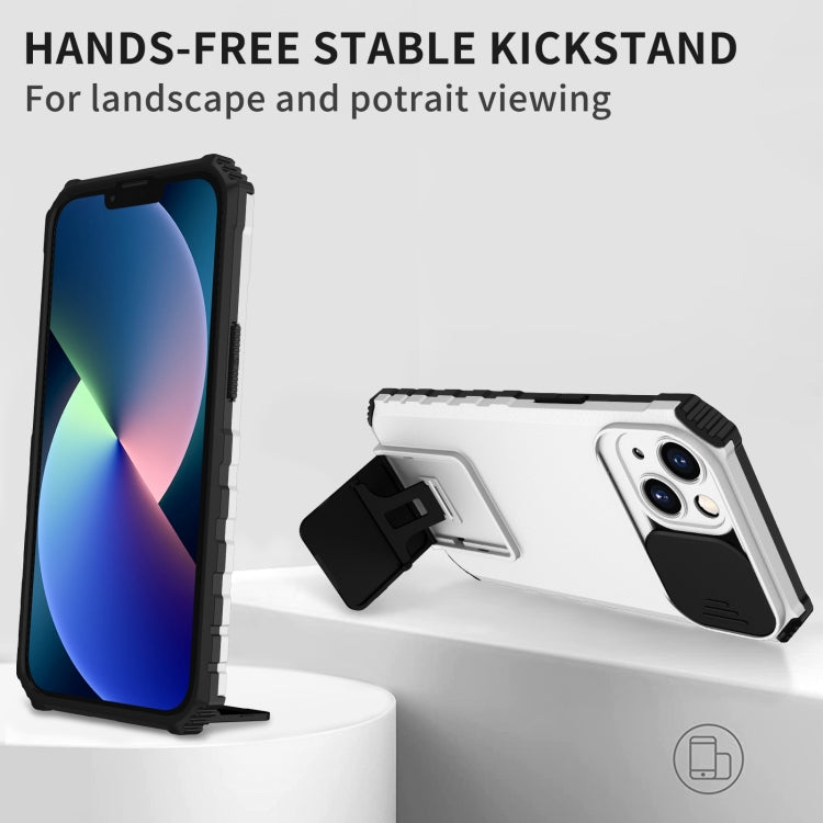 For OPPO Realme C35 Stereoscopic Holder Sliding Camshield Phone Case(White) - Realme Cases by buy2fix | Online Shopping UK | buy2fix