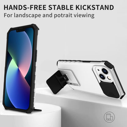 For OPPO Realme C35 Stereoscopic Holder Sliding Camshield Phone Case(White) - Realme Cases by buy2fix | Online Shopping UK | buy2fix