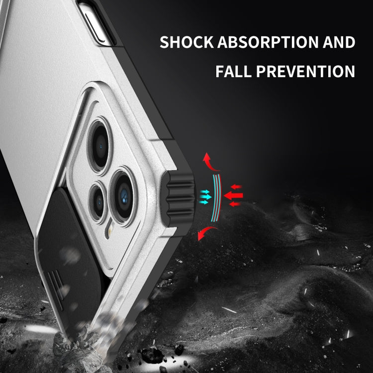 For OPPO Realme C35 Stereoscopic Holder Sliding Camshield Phone Case(White) - Realme Cases by buy2fix | Online Shopping UK | buy2fix