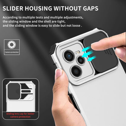 For OPPO Realme C35 Stereoscopic Holder Sliding Camshield Phone Case(White) - Realme Cases by buy2fix | Online Shopping UK | buy2fix