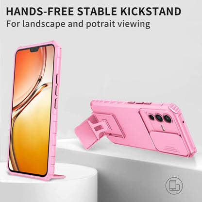 For vivo V23 5G Stereoscopic Holder Sliding Camshield Phone Case(Pink) - vivo Cases by buy2fix | Online Shopping UK | buy2fix