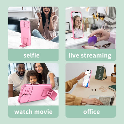 For vivo V23 5G Stereoscopic Holder Sliding Camshield Phone Case(Pink) - vivo Cases by buy2fix | Online Shopping UK | buy2fix