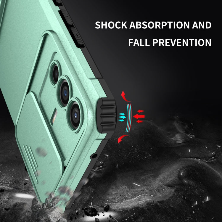For vivo V23 5G Stereoscopic Holder Sliding Camshield Phone Case(Light Blue) - vivo Cases by buy2fix | Online Shopping UK | buy2fix