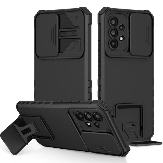 For Samsung Galaxy A53 5G Stereoscopic Holder Sliding Camshield Phone Case(Black) by buy2fix