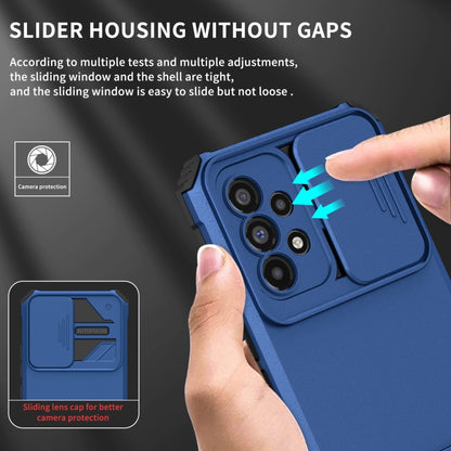 For Samsung Galaxy A53 5G Stereoscopic Holder Sliding Camshield Phone Case(Blue) by buy2fix