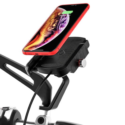 ZH-19414A2 M9 Motorcycle 2 in 1 Wireless + USB Charging Mobile Phone Bracket, Rearview Mirror Type - Holder by buy2fix | Online Shopping UK | buy2fix