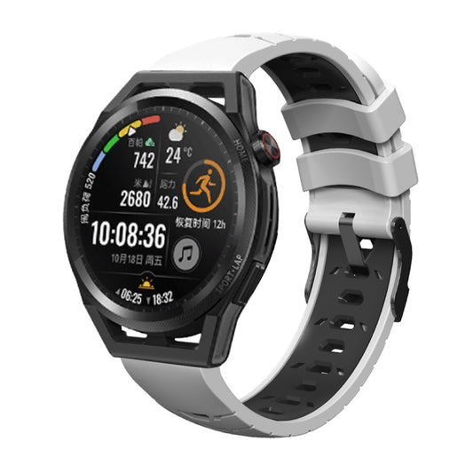 For Samsung Galaxy Watch 4 / Watch4 Classic Trapezoidal Three-row Hole Silicone Watch Band(White Black) - Watch Bands by buy2fix | Online Shopping UK | buy2fix
