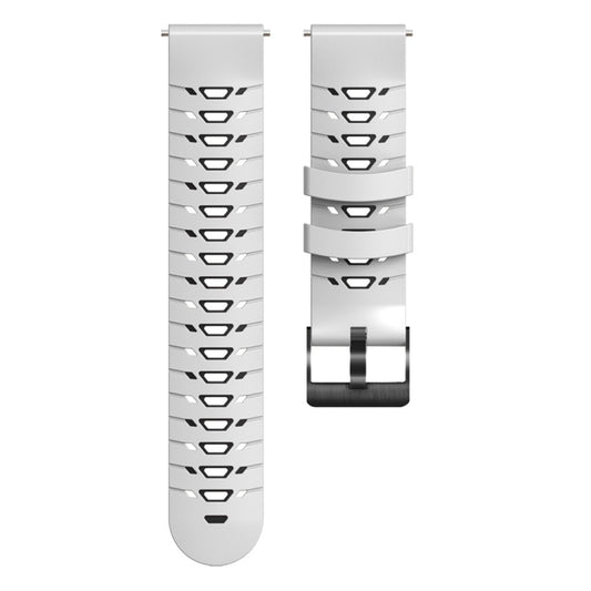 For Samsung Galaxy Watch 4 / Watch4 Classic Trapezoidal Three-row Hole Silicone Watch Band(White Black) - Watch Bands by buy2fix | Online Shopping UK | buy2fix