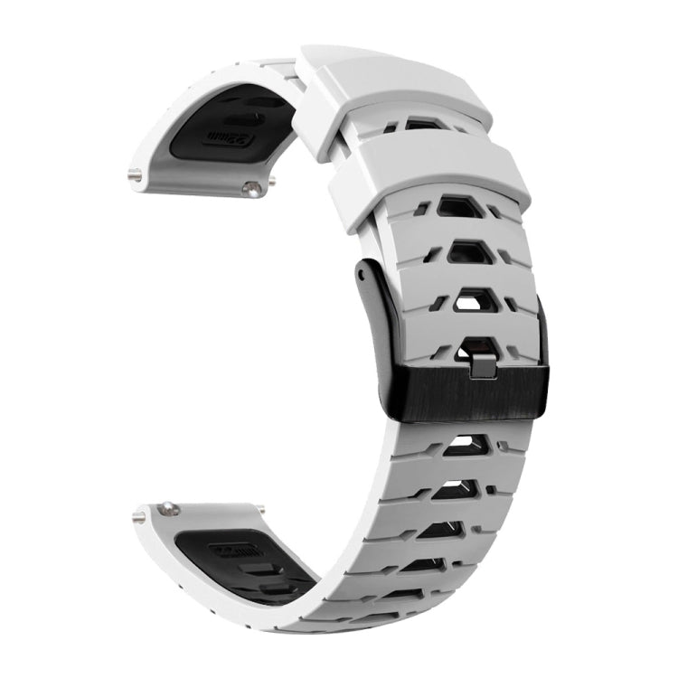 For Samsung Galaxy Watch 4 / Watch4 Classic Trapezoidal Three-row Hole Silicone Watch Band(White Black) - Watch Bands by buy2fix | Online Shopping UK | buy2fix