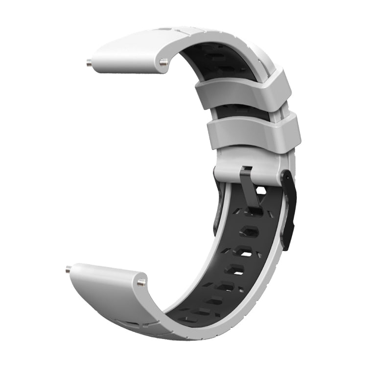 For Samsung Galaxy Watch 4 / Watch4 Classic Trapezoidal Three-row Hole Silicone Watch Band(White Black) - Watch Bands by buy2fix | Online Shopping UK | buy2fix