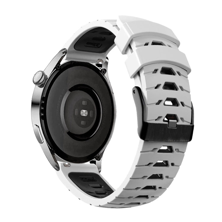 For Samsung Galaxy Watch 4 / Watch4 Classic Trapezoidal Three-row Hole Silicone Watch Band(White Black) - Watch Bands by buy2fix | Online Shopping UK | buy2fix