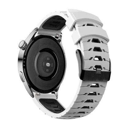 For Samsung Galaxy Watch 4 / Watch4 Classic Trapezoidal Three-row Hole Silicone Watch Band(White Black) - Watch Bands by buy2fix | Online Shopping UK | buy2fix