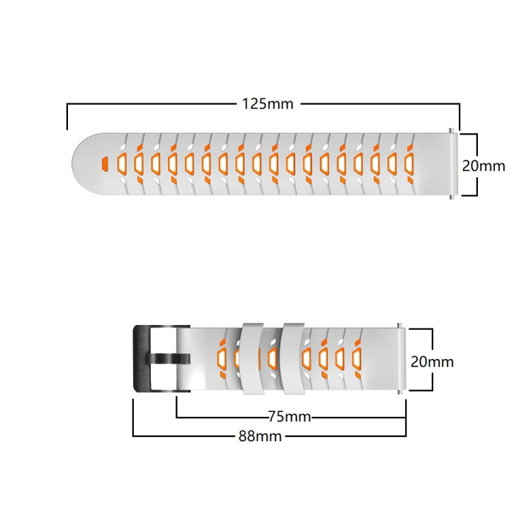 For Samsung Galaxy Watch 4 / Watch4 Classic Trapezoidal Three-row Hole Silicone Watch Band(White Black) - Watch Bands by buy2fix | Online Shopping UK | buy2fix
