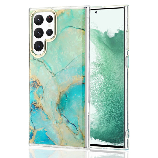 For Samsung Galaxy S22 Ultra 5G Electroplating Shell Texture Phone Case(Green) - Galaxy S22 Ultra 5G Cases by buy2fix | Online Shopping UK | buy2fix