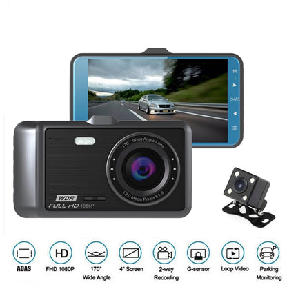 Anytek A60 Car 4 inch IPS Screen HD 1080P 170 Degree Wide Angle Dual Camera ADAS Driving Recorder - Car DVRs by Anytek | Online Shopping UK | buy2fix