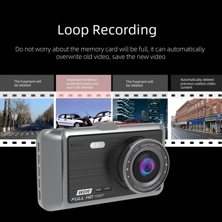 Anytek A60 Car 4 inch IPS Screen HD 1080P 170 Degree Wide Angle Dual Camera ADAS Driving Recorder - Car DVRs by Anytek | Online Shopping UK | buy2fix