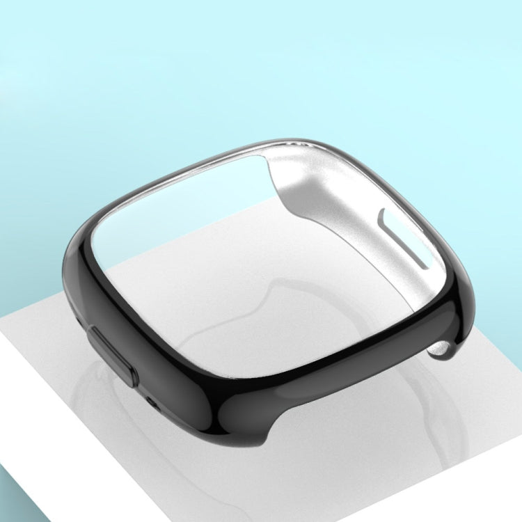 For Fitbit Versa 4 Full Coverage TPU Electroplating Watch Protective Case(Black) - Watch Cases by buy2fix | Online Shopping UK | buy2fix