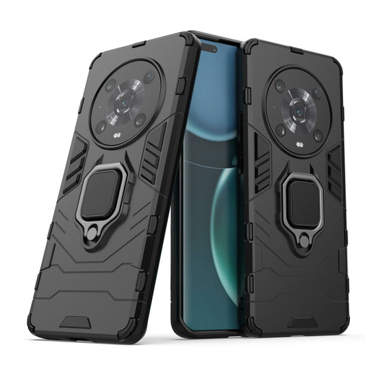 For Honor Magic4 Pro Shockproof PC + TPU Protective Phone Case with Magnetic Ring Holder(Black) by buy2fix