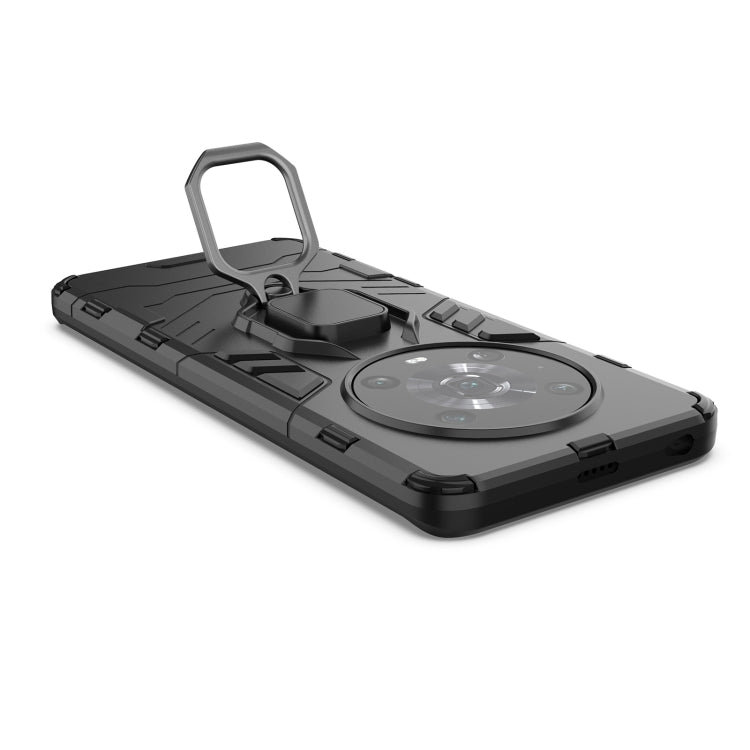 For Honor Magic4 Pro Shockproof PC + TPU Protective Phone Case with Magnetic Ring Holder(Black) by buy2fix