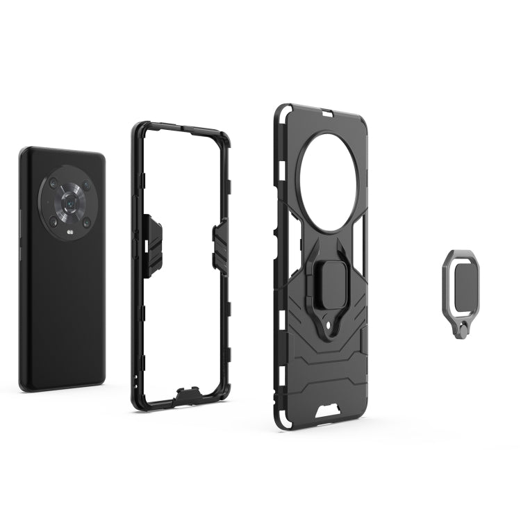 For Honor Magic4 Pro Shockproof PC + TPU Protective Phone Case with Magnetic Ring Holder(Black) by buy2fix