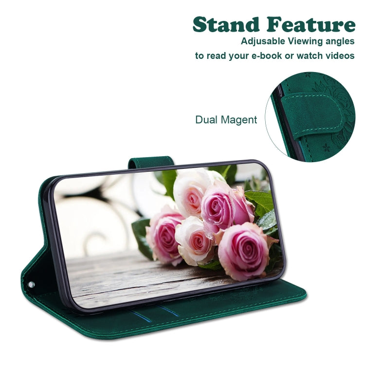 For OPPO A8 / A31 2020 Butterfly Rose Embossed Leather Phone Case(Green) - OPPO Cases by buy2fix | Online Shopping UK | buy2fix
