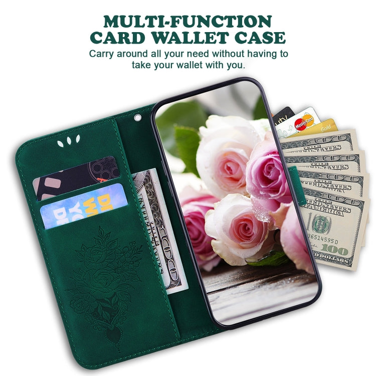 For OPPO A8 / A31 2020 Butterfly Rose Embossed Leather Phone Case(Green) - OPPO Cases by buy2fix | Online Shopping UK | buy2fix