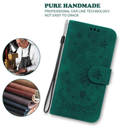 For OPPO A8 / A31 2020 Butterfly Rose Embossed Leather Phone Case(Green) - OPPO Cases by buy2fix | Online Shopping UK | buy2fix