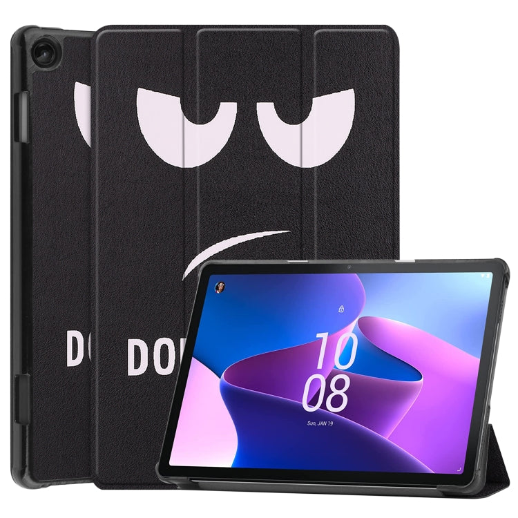 For Lenovo Tab M10 3rd Gen Custer Painted 3-Fold Holder Smart Leather Tablet Case(Big Eye Me) - Lenovo by buy2fix | Online Shopping UK | buy2fix