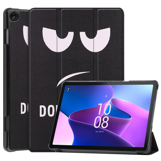 For Lenovo Tab M10 3rd Gen Custer Painted 3-Fold Holder Smart Leather Tablet Case(Big Eye Me) - Lenovo by buy2fix | Online Shopping UK | buy2fix