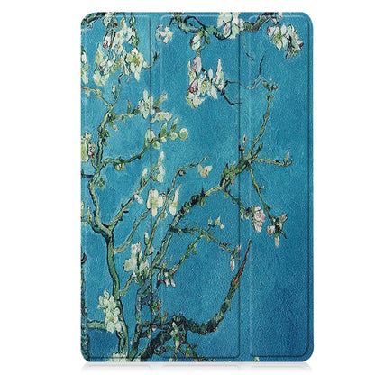 For Lenovo Tab M10 3rd Gen Custer Painted 3-Fold Holder Smart Leather Tablet Case(Apricot Blossom) - Lenovo by buy2fix | Online Shopping UK | buy2fix