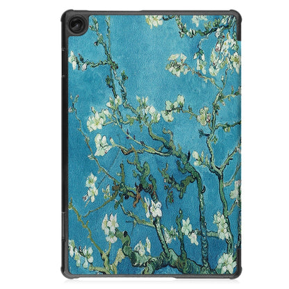 For Lenovo Tab M10 3rd Gen Custer Painted 3-Fold Holder Smart Leather Tablet Case(Apricot Blossom) - Lenovo by buy2fix | Online Shopping UK | buy2fix