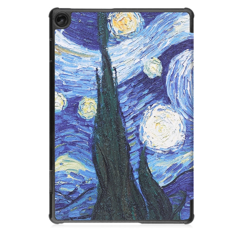 For Lenovo Tab M10 3rd Gen Custer Painted 3-Fold Holder Smart Leather Tablet Case(Starry Sky) - Lenovo by buy2fix | Online Shopping UK | buy2fix