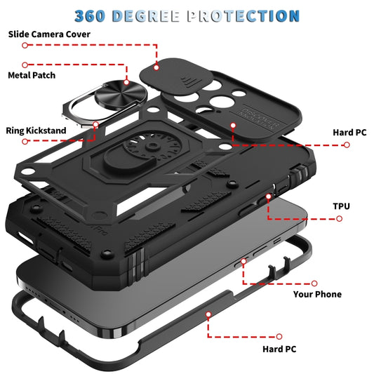 For iPhone 14 Pro Max Sliding Camera Cover Design TPU + PC Protective Phone Case (Black+Black) - iPhone 14 Pro Max Cases by buy2fix | Online Shopping UK | buy2fix