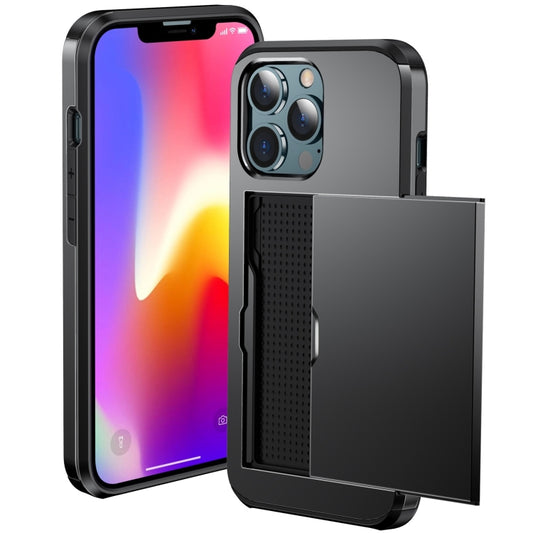 For iPhone 14 Pro Max Shockproof Armor Protective Phone Case with Slide Card Slot (Black) - iPhone 14 Pro Max Cases by buy2fix | Online Shopping UK | buy2fix