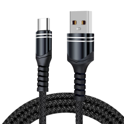 USB-C / Type-C 6A Woven Style USB Charging Cable, Cable Length: 1m(Black) by buy2fix