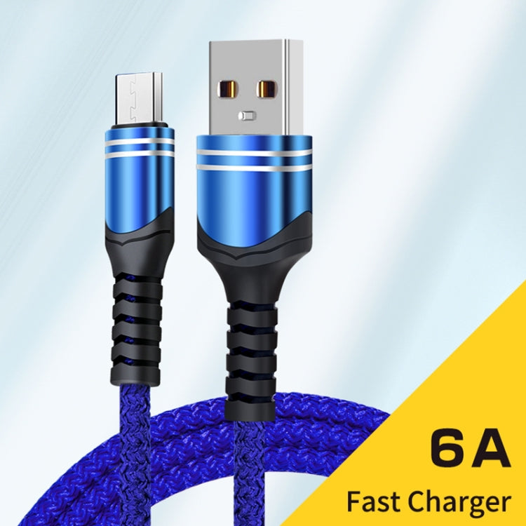 Micro USB 6A Woven Style USB Charging Cable, Cable Length: 1m(Blue) by buy2fix