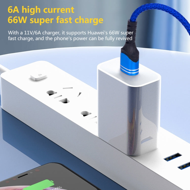 Micro USB 6A Woven Style USB Charging Cable, Cable Length: 1m(Blue) by buy2fix