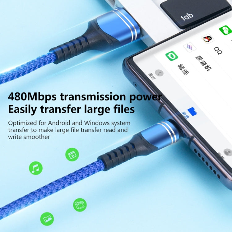 Micro USB 6A Woven Style USB Charging Cable, Cable Length: 1m(Blue) by buy2fix