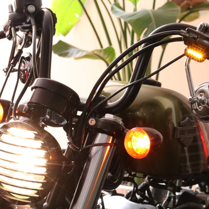 HP-Z058 Motorcycle Modified Rearview Mirror LED Turn Signal Light for Harley Sportsters XL 883 / 1200(Black White) - Turn Signal by buy2fix | Online Shopping UK | buy2fix