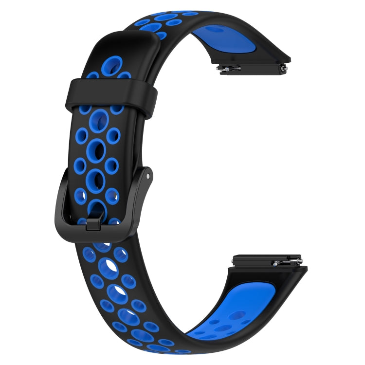 For Huawei Band 7 / 7 NFC Two-color Breathable Silicone Watch Band(Black+Blue) by buy2fix