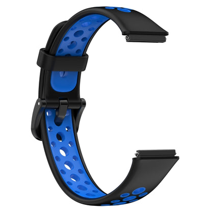 For Huawei Band 7 / 7 NFC Two-color Breathable Silicone Watch Band(Black+Blue) by buy2fix